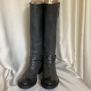 Alberto Fermani Gray Distressed leather biker boot